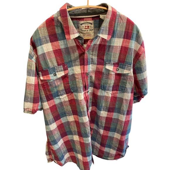 Men’s 100% cotton short sleeved button-down casual plaid shirt. Size XXL - Picture 1 of 5